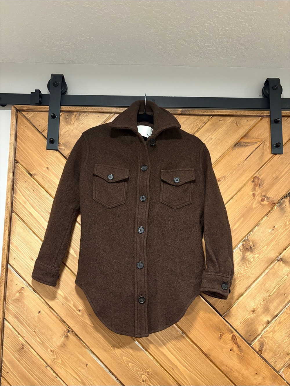 Aritzia Wilfred 100% Merino Wool Chocolate Brown Shacket XXS